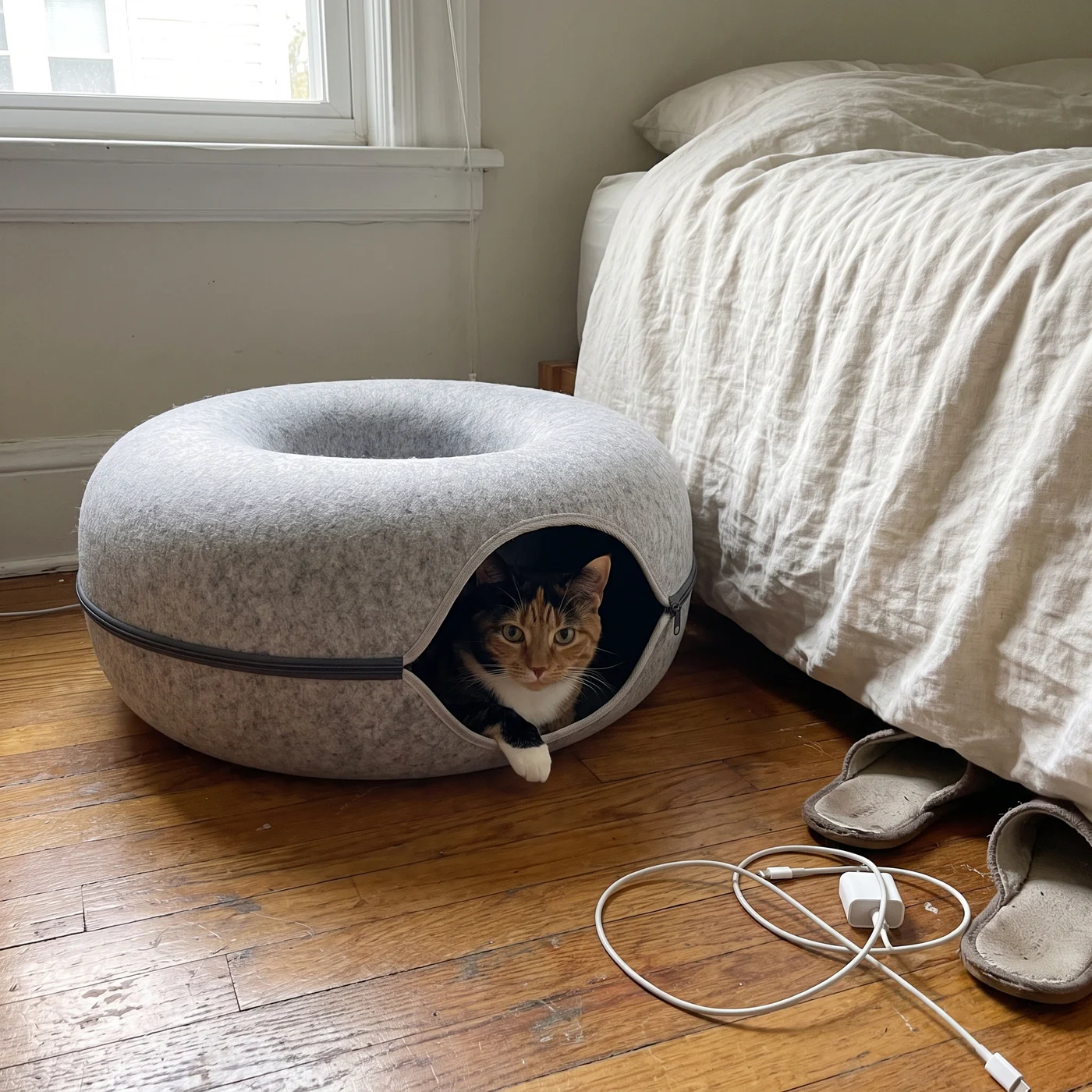 The Hideaway, felt tunnel bed, part of The Apartment Cat Kit